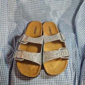Anna Glitter Cork Slide on Size 8